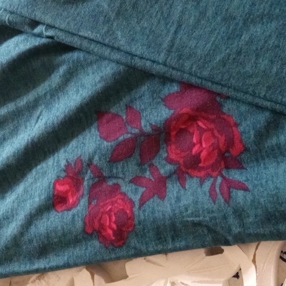 LulaRoe Women's SZ TC 16/18 Fushia Floral Teal Colored Soft Comfy Leggings - Picture 6 of 15